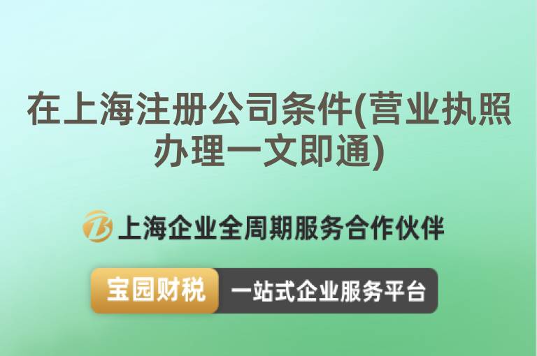 在上海注冊公司條件(營業(yè)執(zhí)照辦理一文即通)