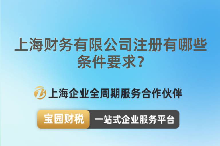 上海財(cái)務(wù)有限公司注冊有哪些條件要求？