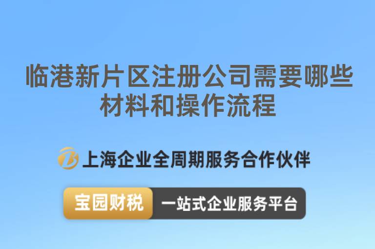 臨港新片區注冊公司需要哪些材料和操作流程