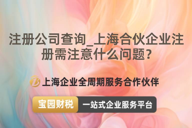 注冊公司查詢_上海合伙企業注冊需注意什么問題？