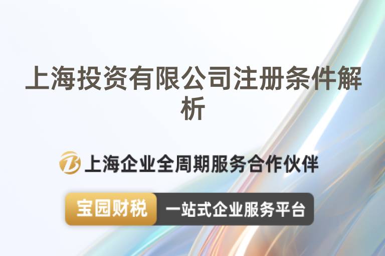 上海投資有限公司注冊條件解析