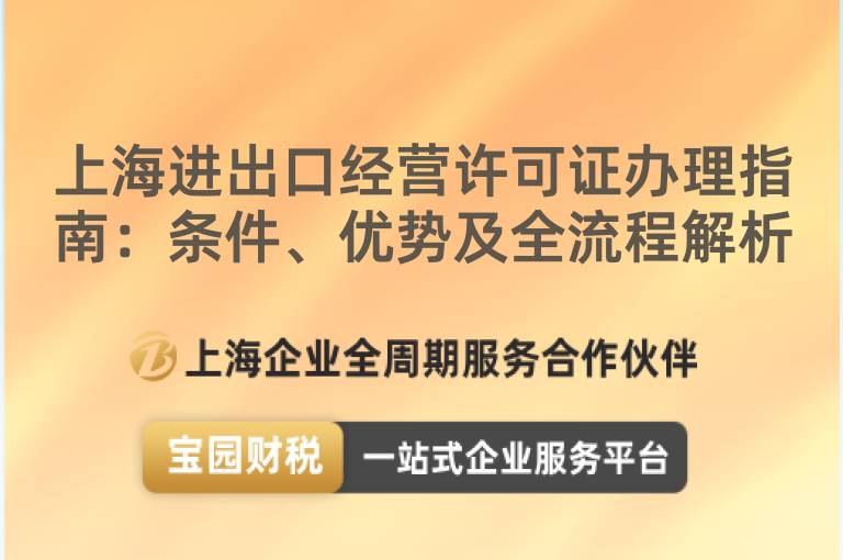 上海進(jìn)出口經(jīng)營許可證辦理指南：條件、優(yōu)勢及全流程解析